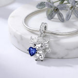Sterling Silver 12 Month Birthstone Highland Cow Charm Beads
