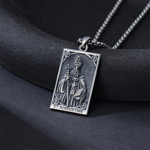 Sterling Silver Saint Anthony Saint Jude Saint Christopher   Saint Michael Amulet Religious Pendant Necklace
