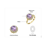 14K Yellow Gold Plated Birthstone Halo Engagement Rings for Women