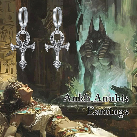 Sterling Silver Ankh Hoops Earrings