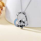 Sterling Silver Raccoon Pendant Necklace