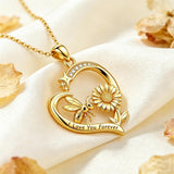 10K 14K 18K  Gold Cubic Zirconia Heart Shaped Bee Butterfly Dragonfly  Necklace Engraved with  I Love Your Forever