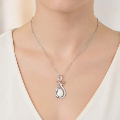 Sterling Silver Teardrop Gemstone Rose Butterfly Infinity Heart Necklace for Women