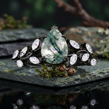 Sterling Silver 10K 14K 18K Gold 1-4CT Moss Agate Engagement Ring Promise Ring