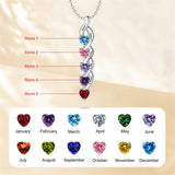 10K 14K 18K Gold Personalized 1-6 Simulated Birthstones Mother's Name Heart Pendant Necklace