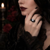 Sterling Silver 10K 14K 18K Gold Custom Engraved  Moissanite Gothic Ring for Women Halloween Gift
