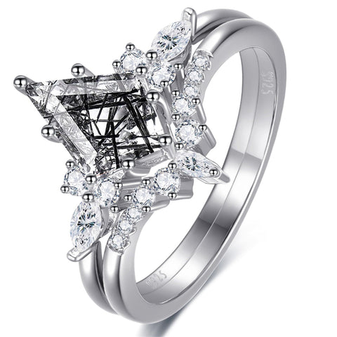 Sterling Silver Kite Cut Gemstone Engagement Wedding Promise Ring Gift For Valentine's Day