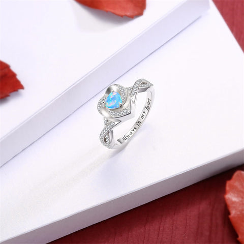 Sterling Silver Heart Urn Ring for Ashes Engraved With Always in My Heart