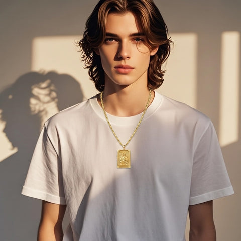 14K Gold PlatedJesus Saint Michael Saint George Saint Jude Pendant Necklace