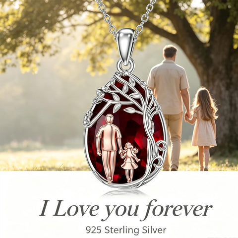 Sterling Silver Crystal Father Daughter Pendant Necklace from Dad  I Love You Forever Jewelry
