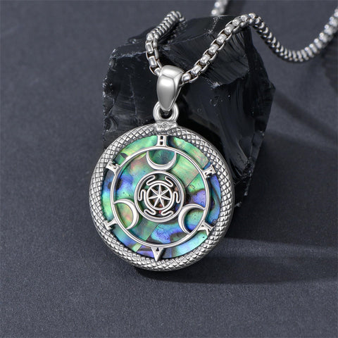 Sterling Silver Triple Moon Goddess Tetragrammaton Lilith Hecate  Pagan Wiccan Amulet Pendant Necklace