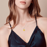 14K Solid White Gold Heart Gemstone Pendant Necklace with Sterling Silver Chain