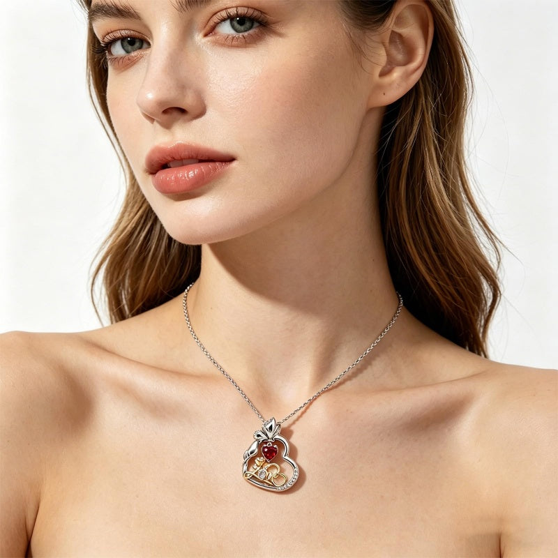 14K Gold Plated Birthstone Love Rose Pendant Necklace Anniversary Christmas Birthday Jewelry Gifts for Women
