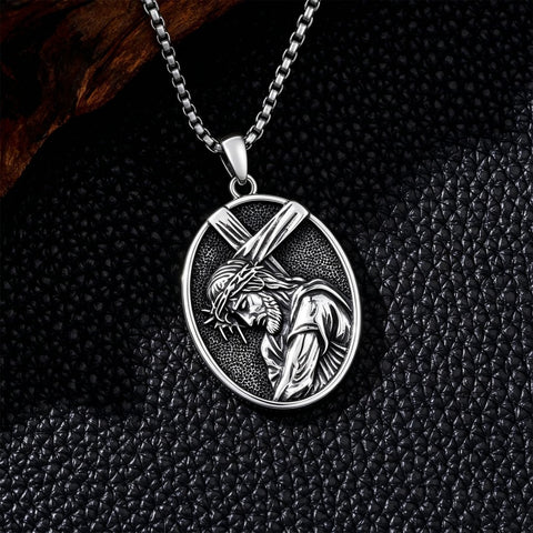 Sterling Silver Praying Hands Angel Sword Wing Cross Pendant Necklace Religious Gifts for Men