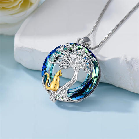 Sterling Silver Crystal Tree of Life Cardinal  Cat Hummingbird Dog Dragonfly Eagle Pendant Necklace