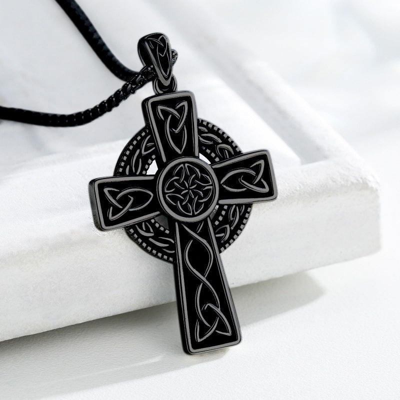 14K Gold Plated Celtic Vikin Cross Pendant Necklace Irish Jewelry Religious Protective Gift
