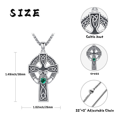 14K Gold Plated Celtic Vikin Cross Pendant Necklace Irish Jewelry Religious Protective Gift