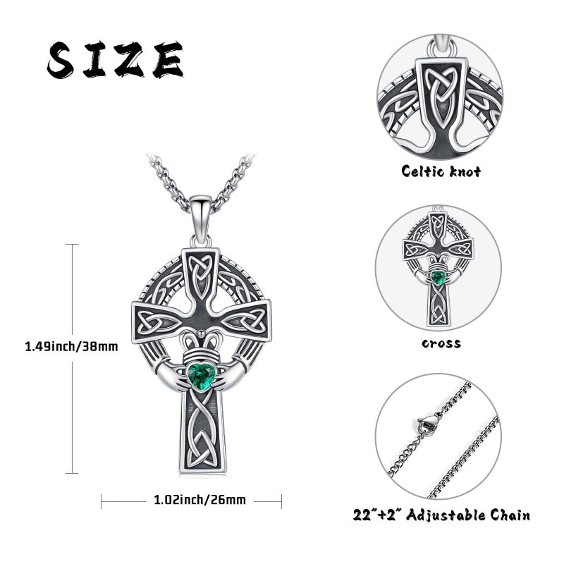 14K Gold Plated Celtic Vikin Cross Pendant Necklace Irish Jewelry Religious Protective Gift