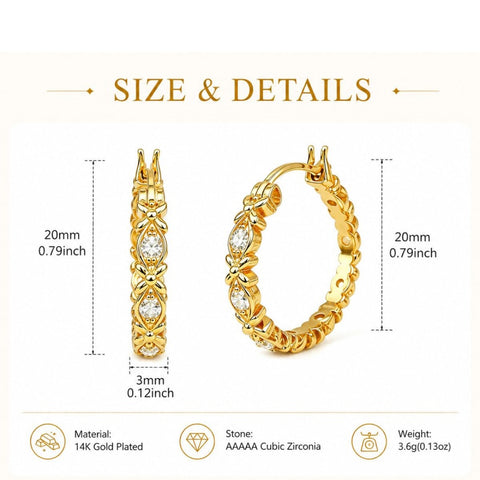 14K Gold Plated Hoop Earrings  Birthday Anniversary Jewelry Gift for Her