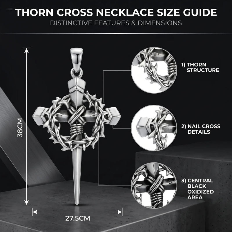 Crown of Thorns Religious Nail Cross Pendant Necklace