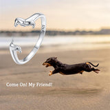 Sterling Silver Dachshund Adjustable Animal Ring