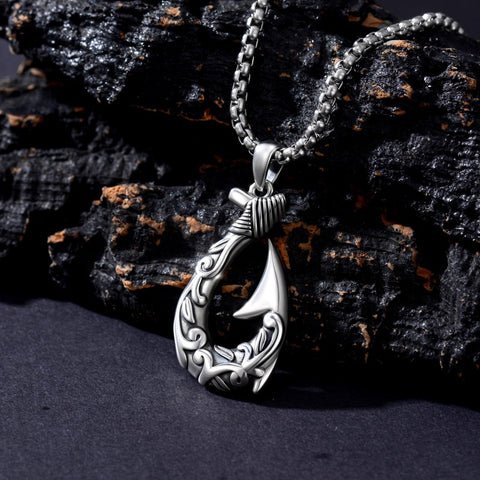 Sterling Silver Deer Bass Fish Wild Duck Fish Hook Pendant Necklace Hunting Jewelry Gifts for Men
