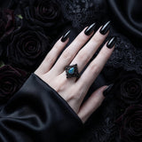 Sterling Silver 10K  14K  18K  Gold Personalized Engraved Black Opal Engagement Wedding Promise Ring for Her