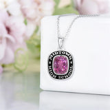 Sterling Silver Personalized  Birthstone Engraved Class High School College Graduation Necklace