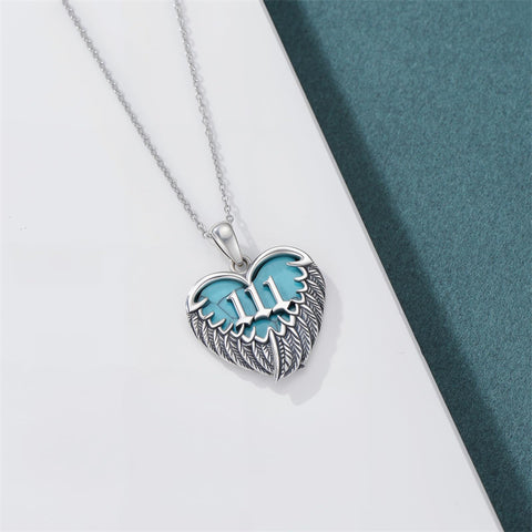 Sterling Silver Turquoise Angel Number 11:11 111 333 444 Pendant Necklace