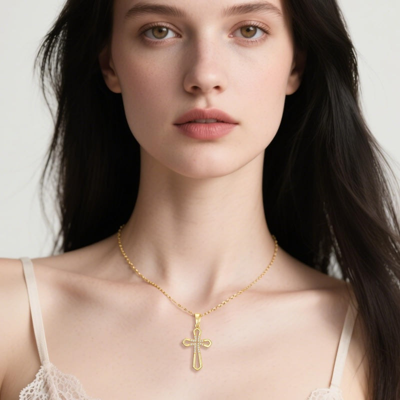 14K Gold Plated Cross Infinity  Pendant Necklace  for Women