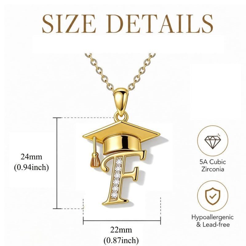 Initial  Graduation 14K Gold Plated Inspiring Grad Pendant Necklace Graduations Jewelry Gifts