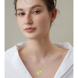 14K Gold Plated Natural Jade Hummingbird Cat Dragonfly Butterfly Bee Pendant Necklace for Women
