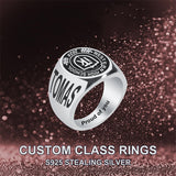 Sterling Silver Personalized  Birthstone Engraved High School College  Class Ring