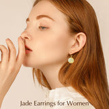 14K Gold Plated Natural Jade  Earrings for Women Good Fortune Jewelry Birthday Mother's Day Gifts