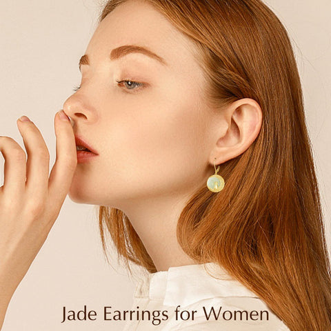 14K Gold Plated Natural Jade  Earrings for Women Good Fortune Jewelry Birthday Mother's Day Gifts