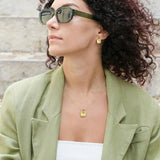 14K Gold Plated Lab-Grown Emerald Pendant Necklaces for Women