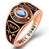 Sterling Silver Personalized Birthstone Engraved Class Rings for Women Graduation Gift