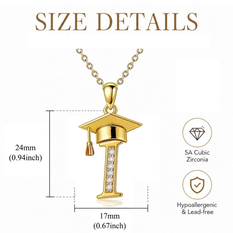 Initial  Graduation 14K Gold Plated Inspiring Grad Pendant Necklace Graduations Jewelry Gifts