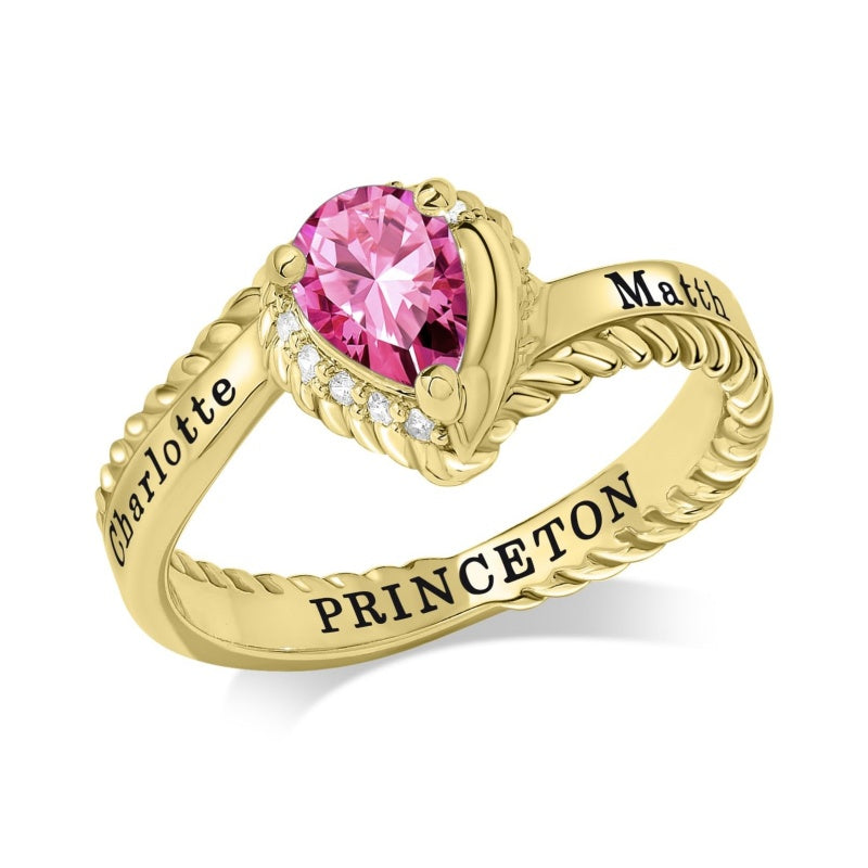 Copper Sterling Silver Personalized Birthstone High School College Class Ring Graduation Memorial Rings Gifts for Her