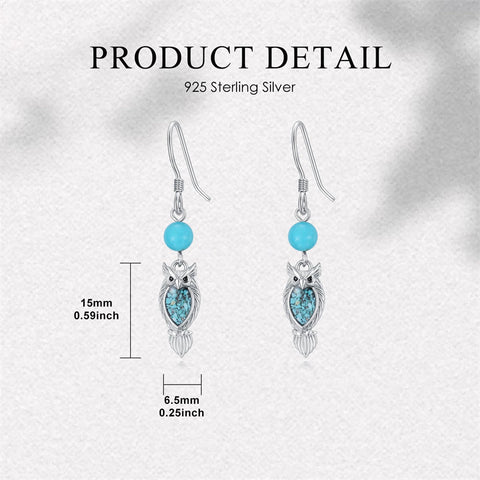 Sterling Silver Turquoise Owl Dragonfly Butterfly Hummingbird Dangle Earrings