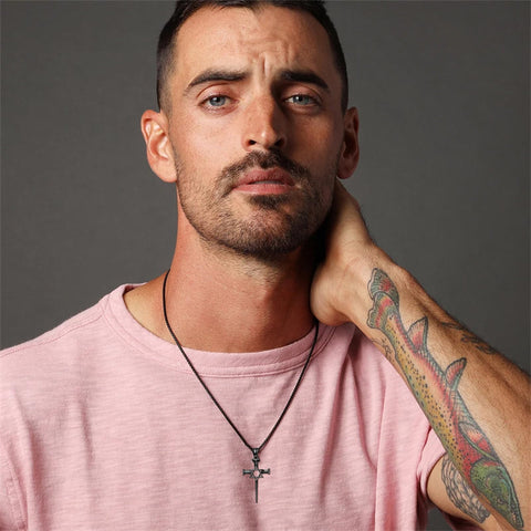 Sterling Silver Star Of David  Cross Pendant Necklace