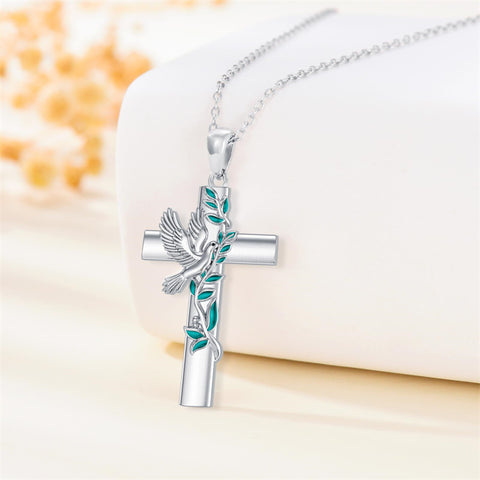 Sterling Silver Cross Bee Hummingbird Butterfly Dove Red Cardinal Pendant Necklace for Her