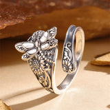 Sterling Silver Oxidized Dragonfly Butterfly Hummingbird Sea Turtle Anchor CrossTree of Life Sunflower Spoon Ring