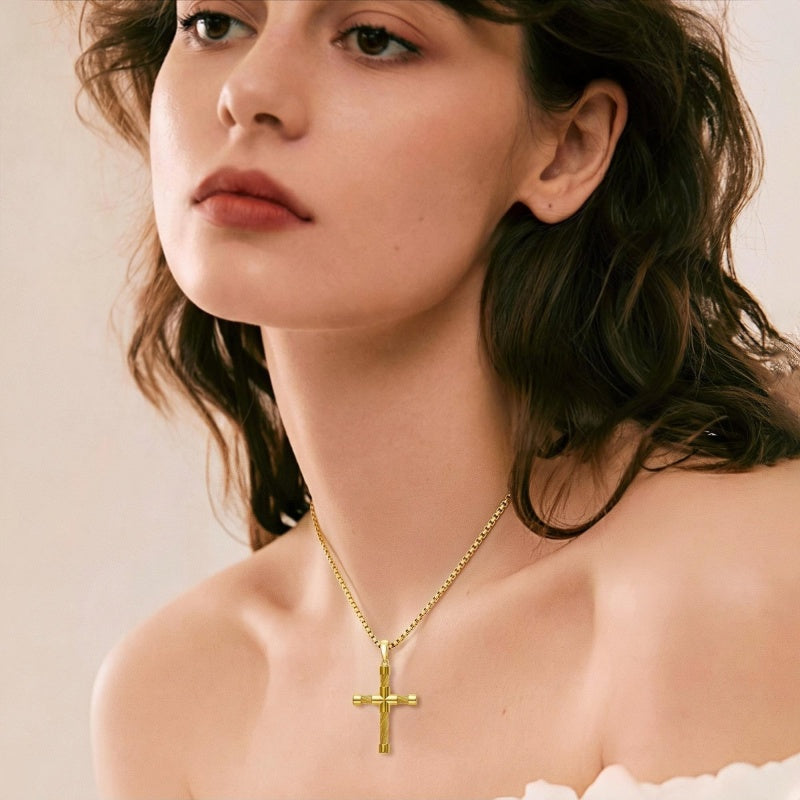 14K Gold Plated Cross Pendant Necklace Christian Jewelry Gifts