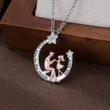 Sterling Silver Father Daughter Heart Pendant Necklace from Dad Gift for Daughter