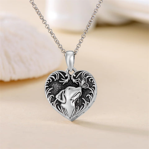 Sterling Silver Heart Rabbit Dog Cat Butterfly Dragonfly Hummingbird Wolf Urn Necklace for Ashes