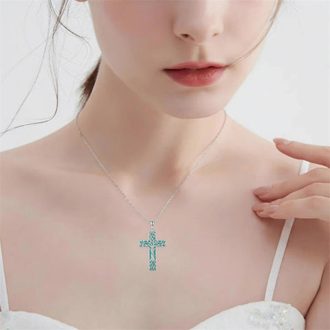 Sterling Silver Cross Pendant Necklace for Women Southwestern Cross Jewelry Gifts