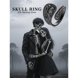 Sterling Silver Skull Couple Adjustable Spoon Ring