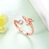 Sterling Silver Moonstone Dragon Ring
