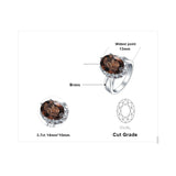 14K Gold Plated  Oval Shape 3.7CT Genuine Smoky Quartz Cocktail Rings for Her
